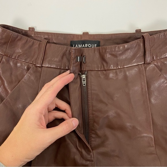 Lamarque Dacia Leather Pant in Chocolate Size 2 - Picture 5 of 15